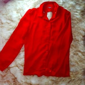 Mesh Red Open Back Button Up Shirt